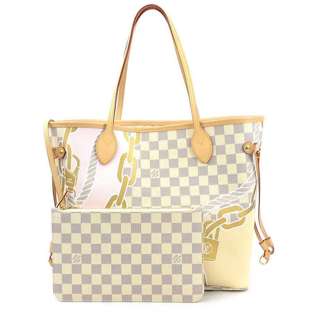 Louis Vuitton Nautical Damier Neverfull Canvas Tote Bag Azur White